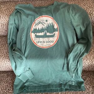 Life Is Good Olive Green Long Sleeve Shirt